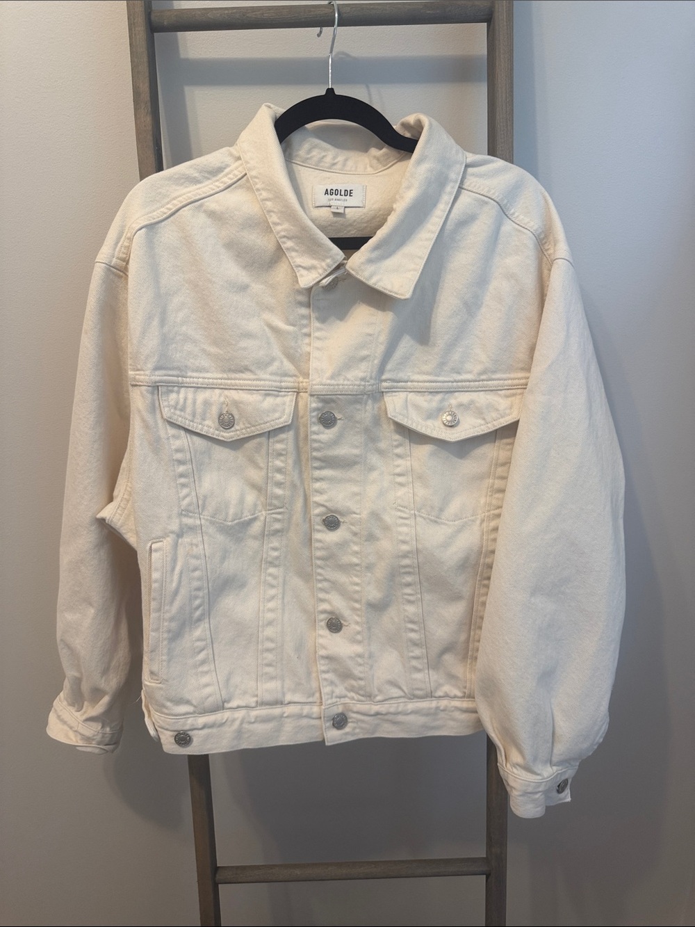 Agolde Cream Oversized Denim Trucker Jacket